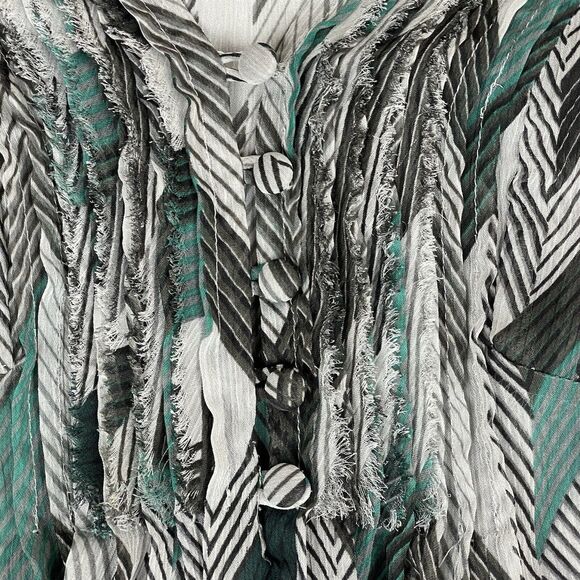 Banana Republic Semi Sheer Top Womens XS Grey Green Chevron Print Classic Office - Picture 10 of 12